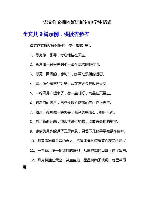 语文作文摘抄好词好句小学生格式