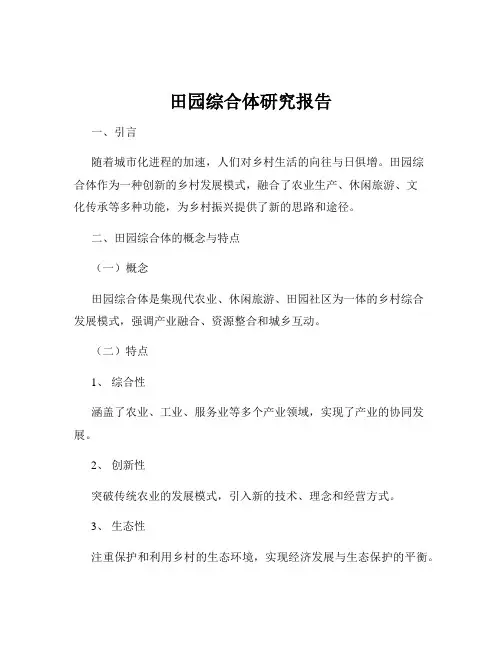 田园综合体研究报告