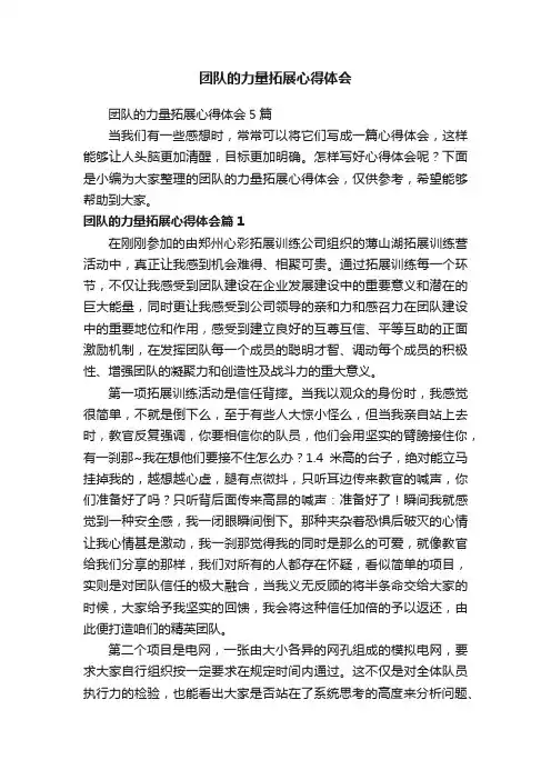 团队的力量拓展心得体会5篇