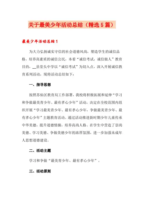 关于最美少年活动总结(精选5篇)