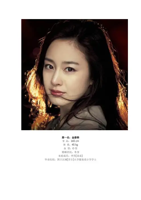 韩国十大美女排行 金泰熙居榜首