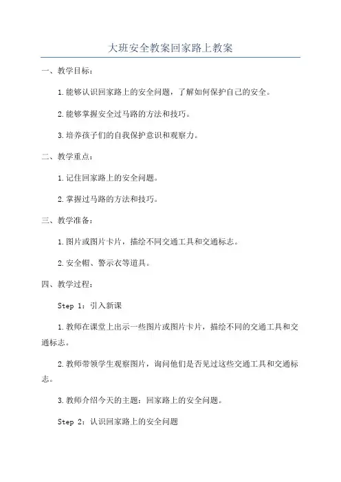 大班安全教案回家路上教案
