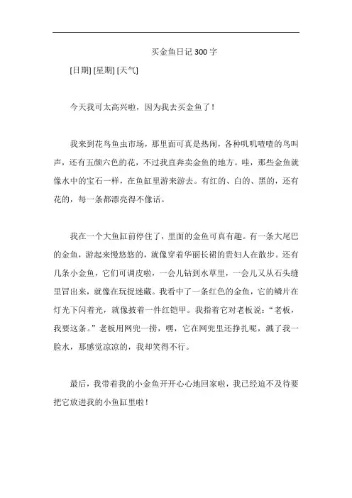 买金鱼日记300字
