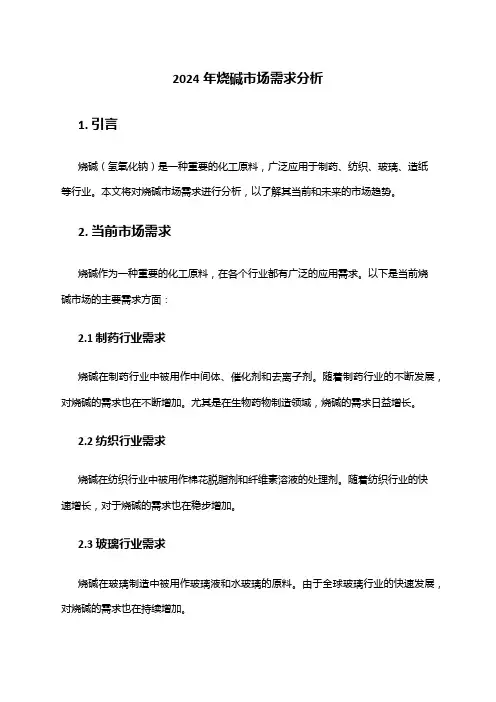 2024年烧碱市场需求分析