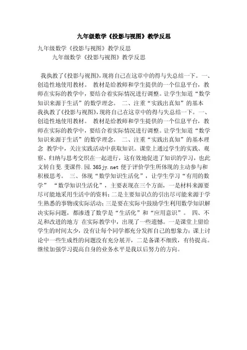 九年级数学《投影与视图》教学反思（精选篇）