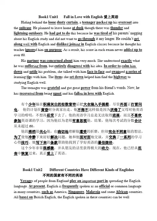 Book1 Unit1   Fall in Love with English爱上英语