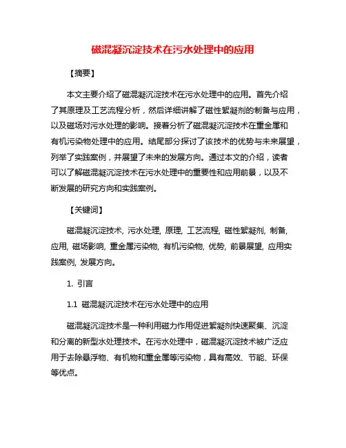 磁混凝沉淀技术在污水处理中的应用