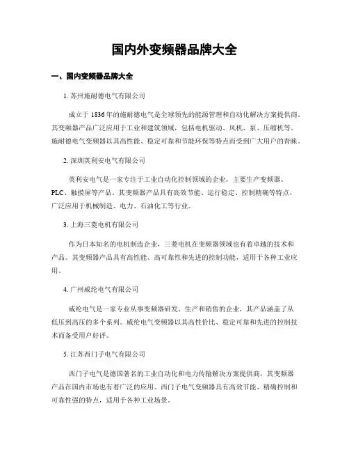 国内外变频器品牌大全
