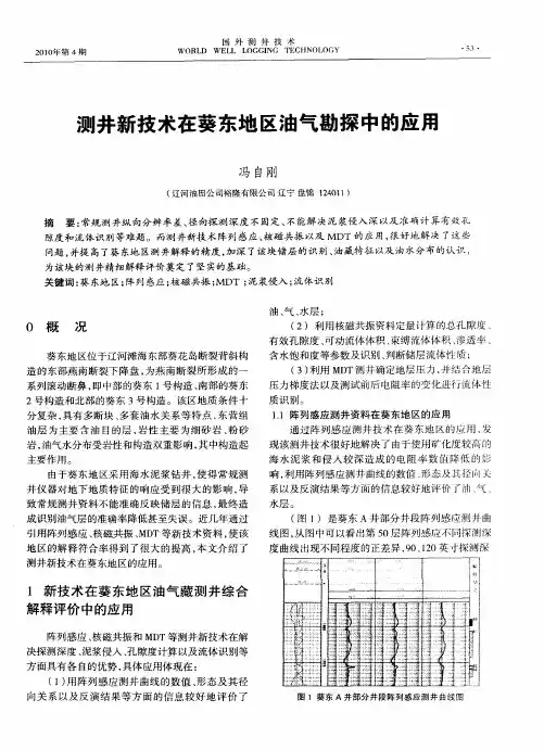 测井新技术在葵东地区油气勘探中的应用