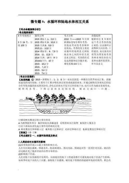 微专题9水循环和陆地水体相互关系