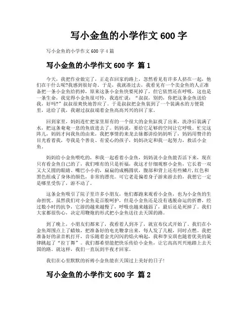 写小金鱼的小学作文600字