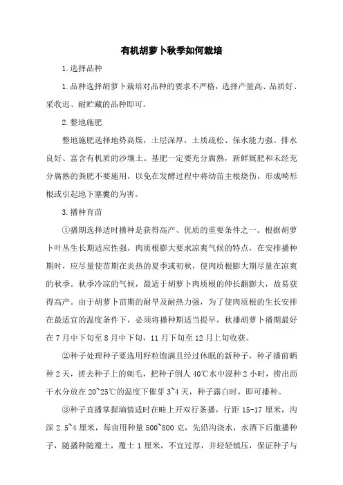 有机胡萝卜秋季如何栽培