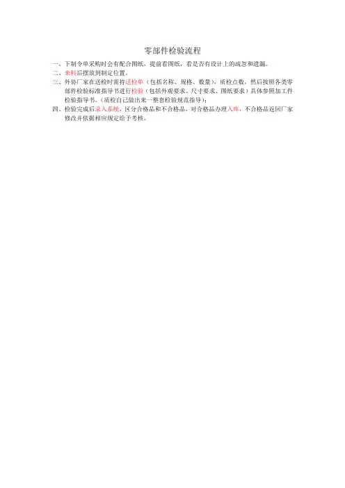 零部件检验流程