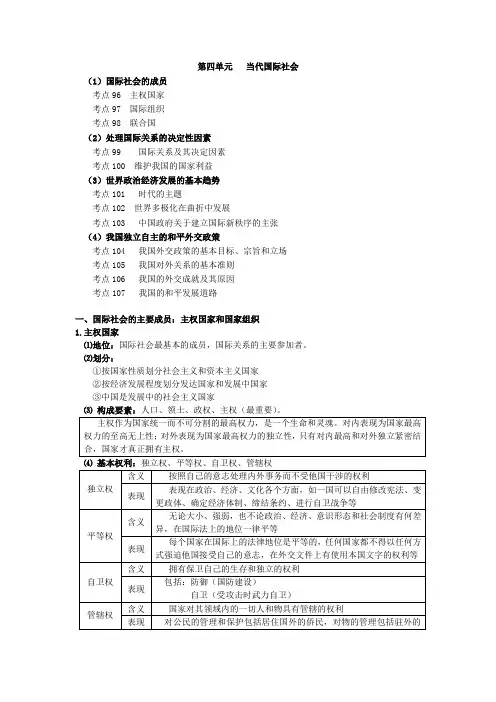 高中政治必修二政治生活第四单元知识点体系