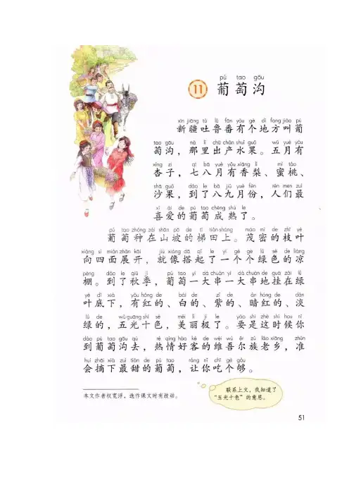 部编版二年级上册语文第11课《葡萄沟》知识点带习题