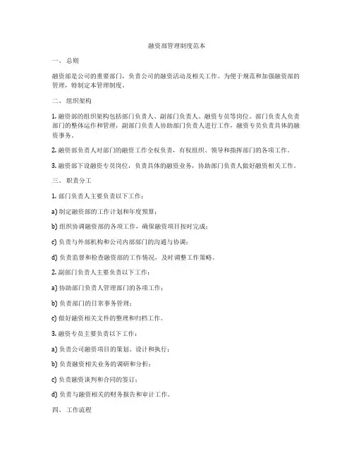 融资部管理制度范本