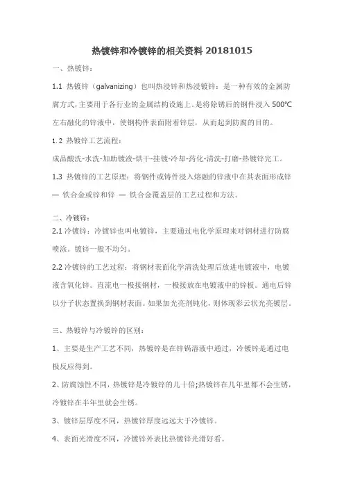 热镀锌和冷镀锌区别20181012