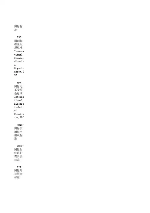 国外标准代号常见标准代号一览表