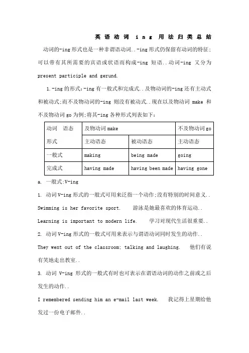 动词ing用法归类总结好