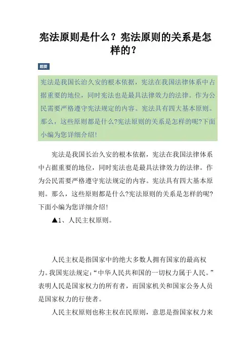 宪法原则是什么？宪法原则的关系是怎样的？