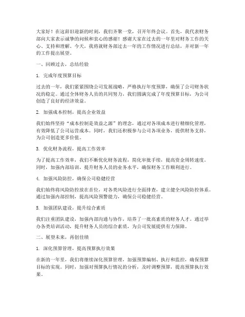 年终会议财务经理发言稿
