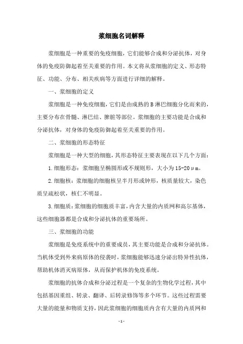 浆细胞名词解释