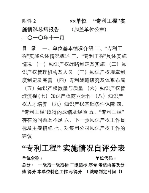 范本-附件2[1].专利工程总结报告格式及自评分表