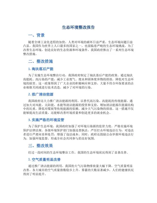 生态环境整改报告