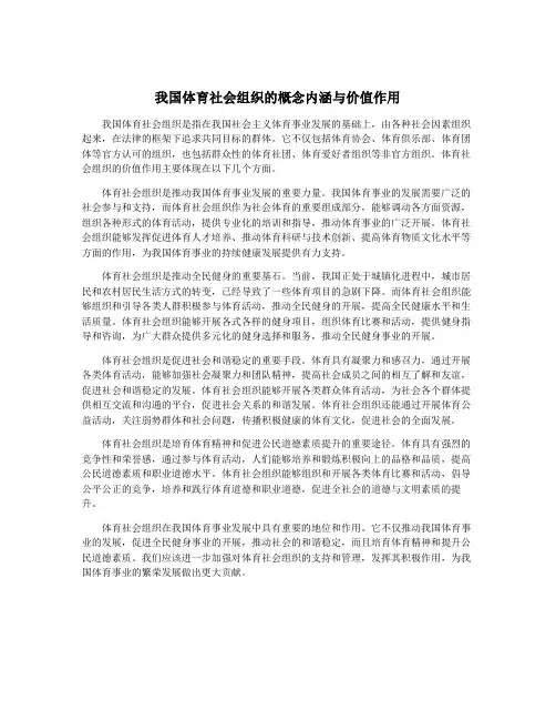 我国体育社会组织的概念内涵与价值作用
