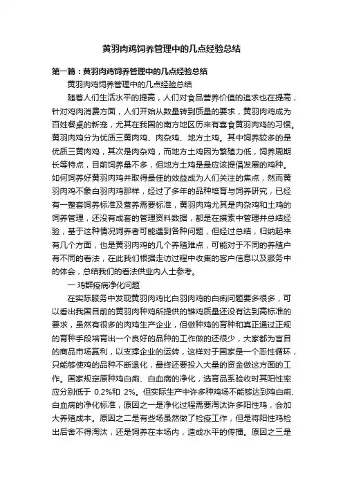 黄羽肉鸡饲养管理中的几点经验总结