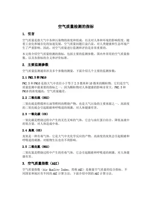 空气质量检测的指标