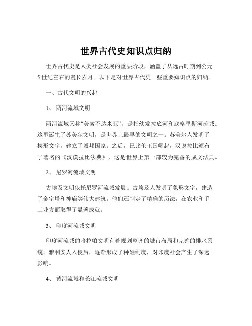 世界古代史知识点归纳