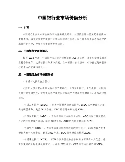 中国银行业市场份额分析