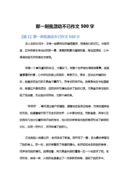 那一刻我激动不已作文500字