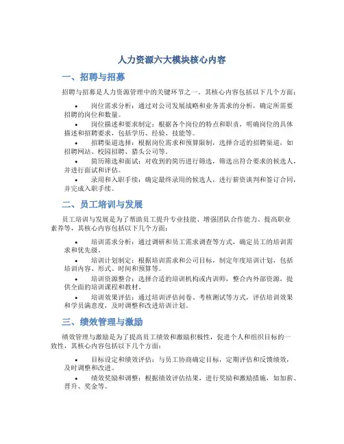 人力资源六大模块核心内容