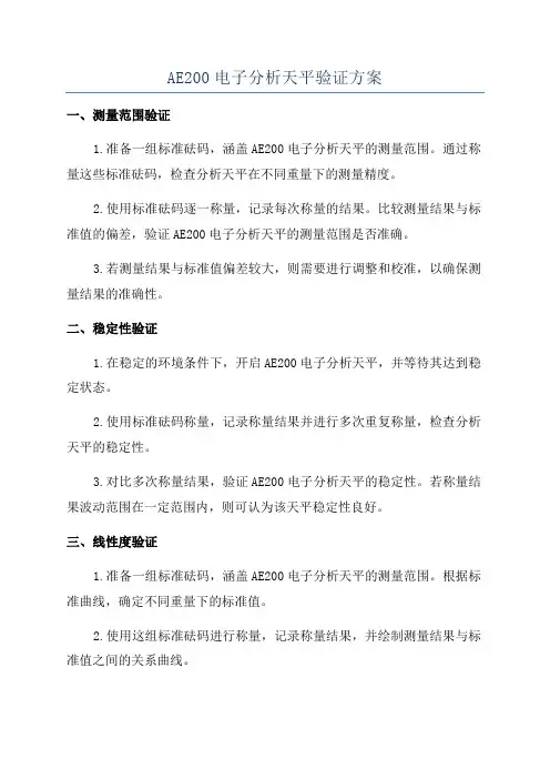 AE200电子分析天平验证方案