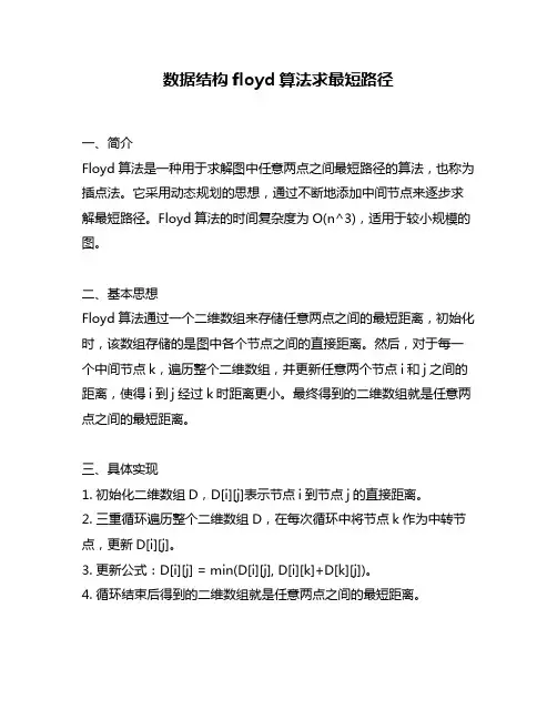 数据结构floyd算法求最短路径