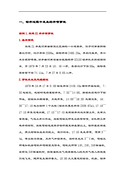 钻井及井下作业井喷事故典型案例