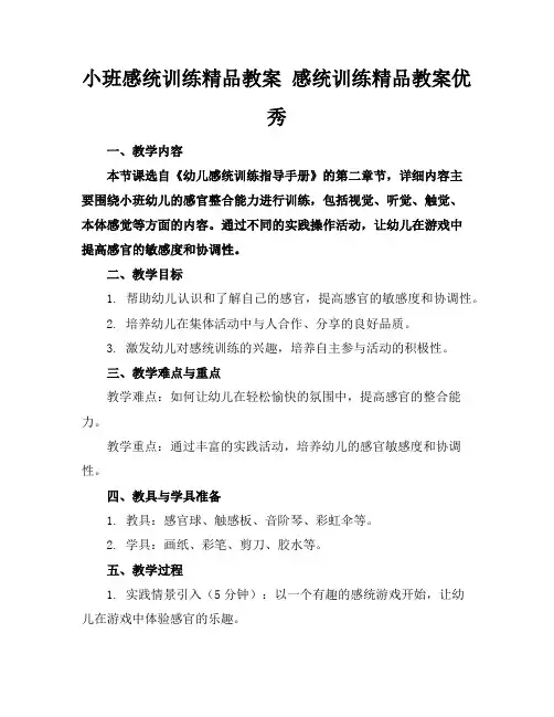 小班感统训练精品教案感统训练精品教案优秀