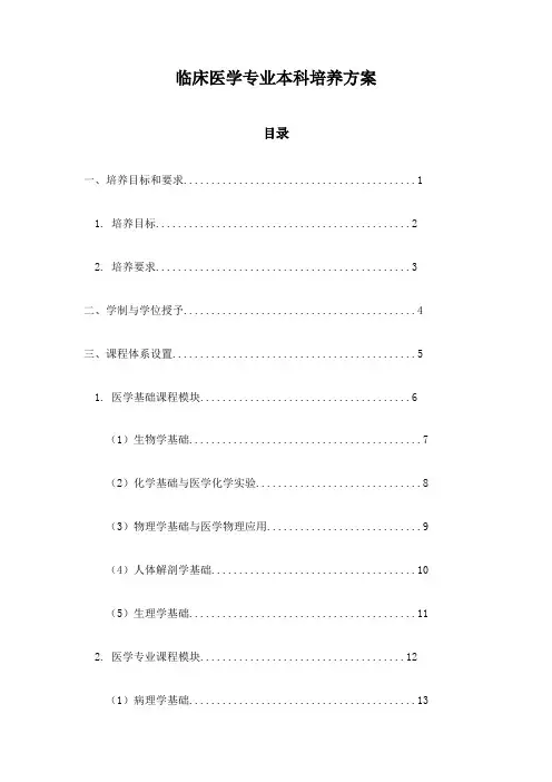 临床医学专业本科培养方案