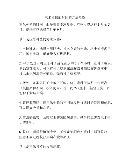 玉米种植的时间和方法步骤