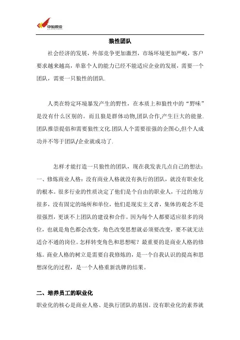 狼性团队(团队建设)