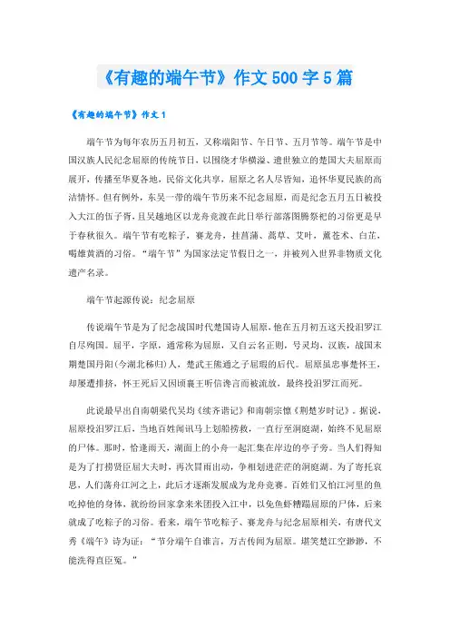 《有趣的端午节》作文500字5篇