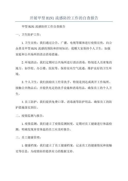 开展甲型H1N1流感防控工作的自查报告
