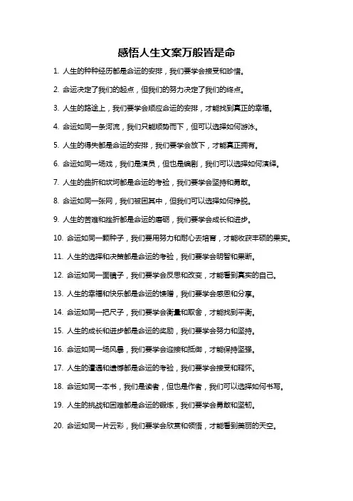 感悟人生文案万般皆是命