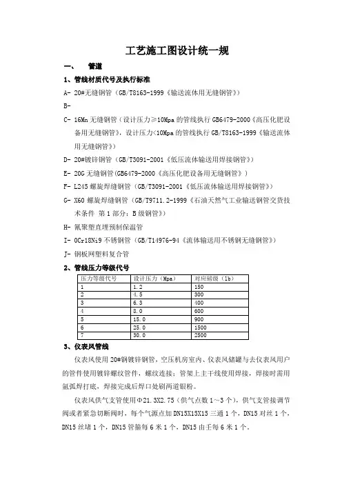 工艺施工图设计统一规