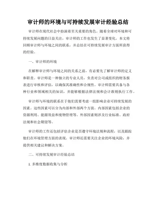 审计师的环境与可持续发展审计经验总结