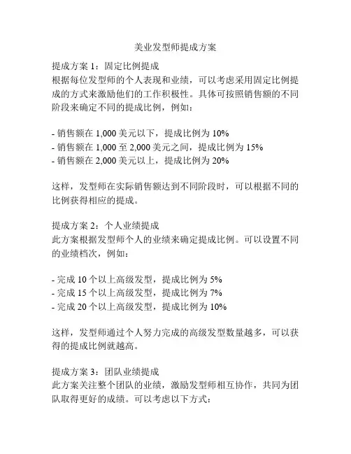 美业发型师提成方案
