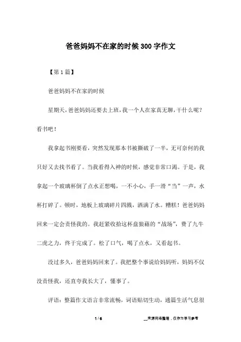 爸爸妈妈不在家的时候300字作文