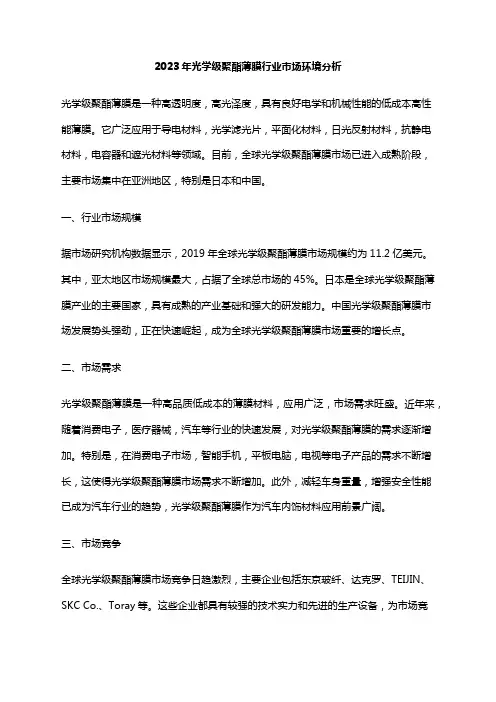 2023年光学级聚酯薄膜行业市场环境分析